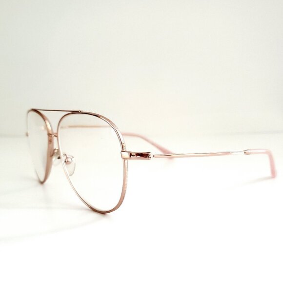 Womens AESTHETIC Aviator Glasses Rose Gold Frames Adjustable Nose Pads 57-14-140 - Picture 3 of 9